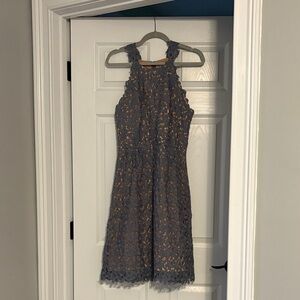 Anthropologie Lace Halter Dress in Blue